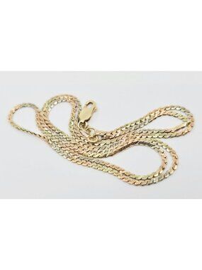 Unique 14K Tri Tone Multi Color Gold Designer Serpentine Link Chain Necklace